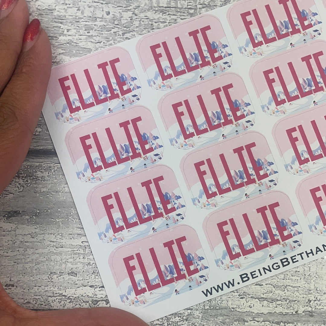 Personalised kids / adults Christmas Present Labels. (84 Pink Town)