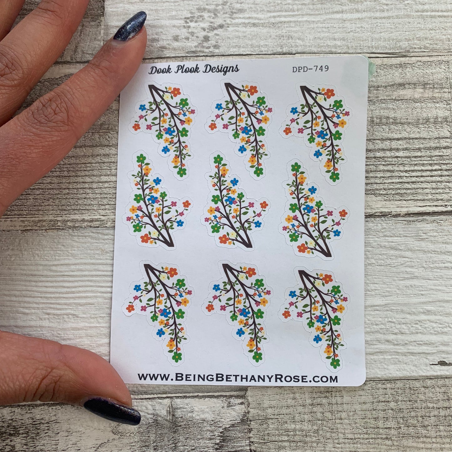 Decorative branch with flowers stickers (DPD749)