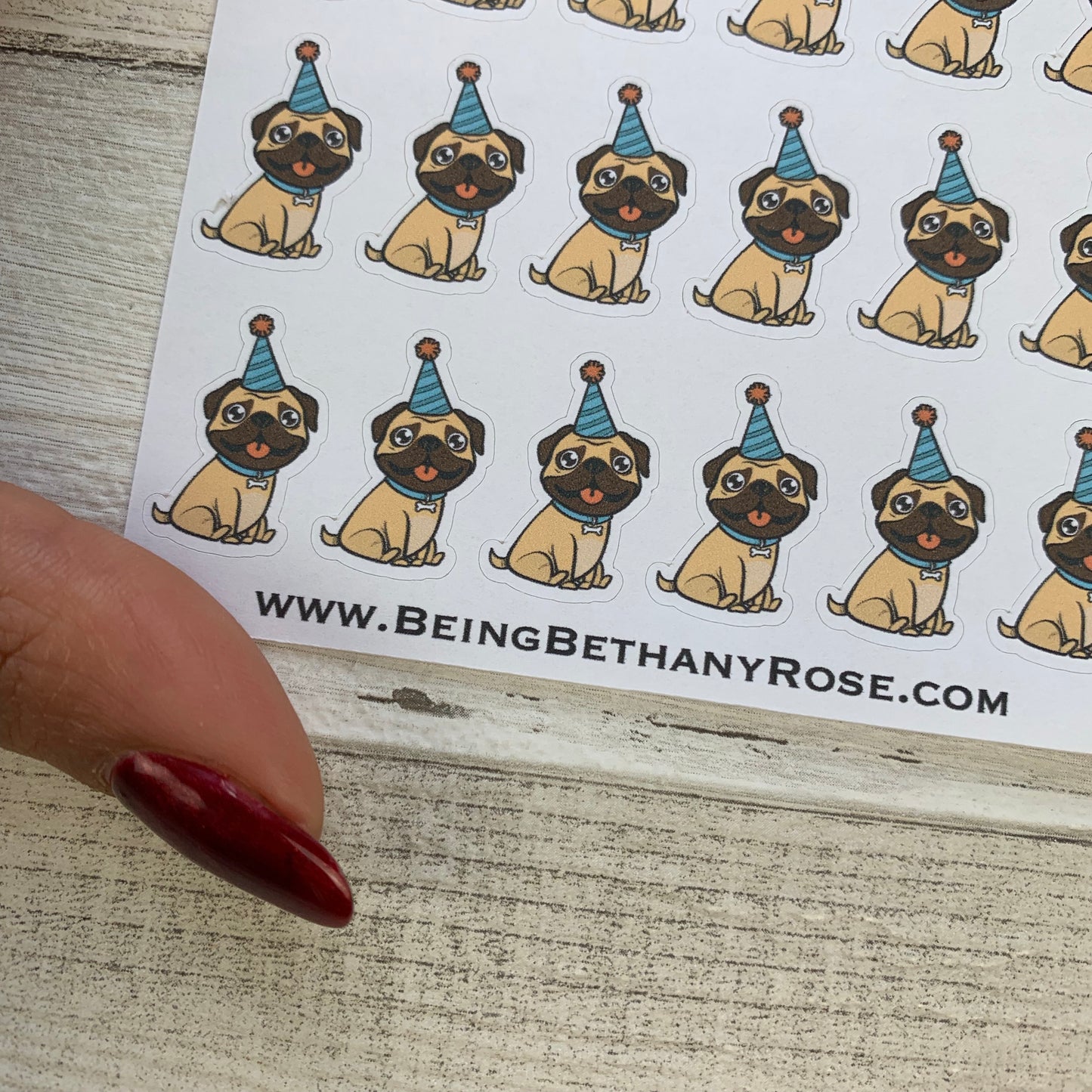 Birthday Pug stickers (DPD1321)