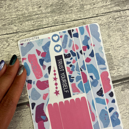 (0764) Passion Planner Daily Wave stickers - Sara purple terazzo