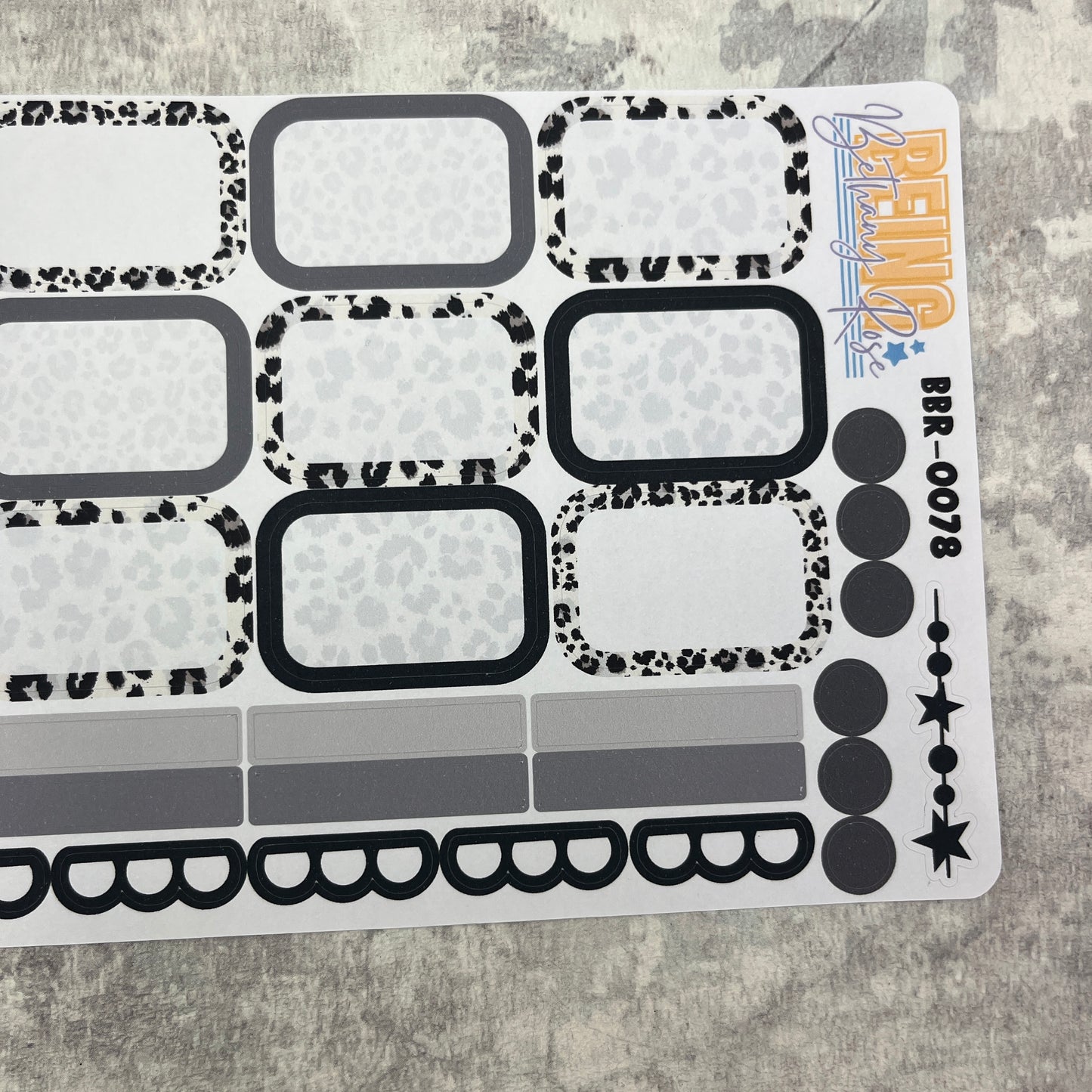 Wendy Mono Leopard Print boxes planner stickers (BBR-0078)