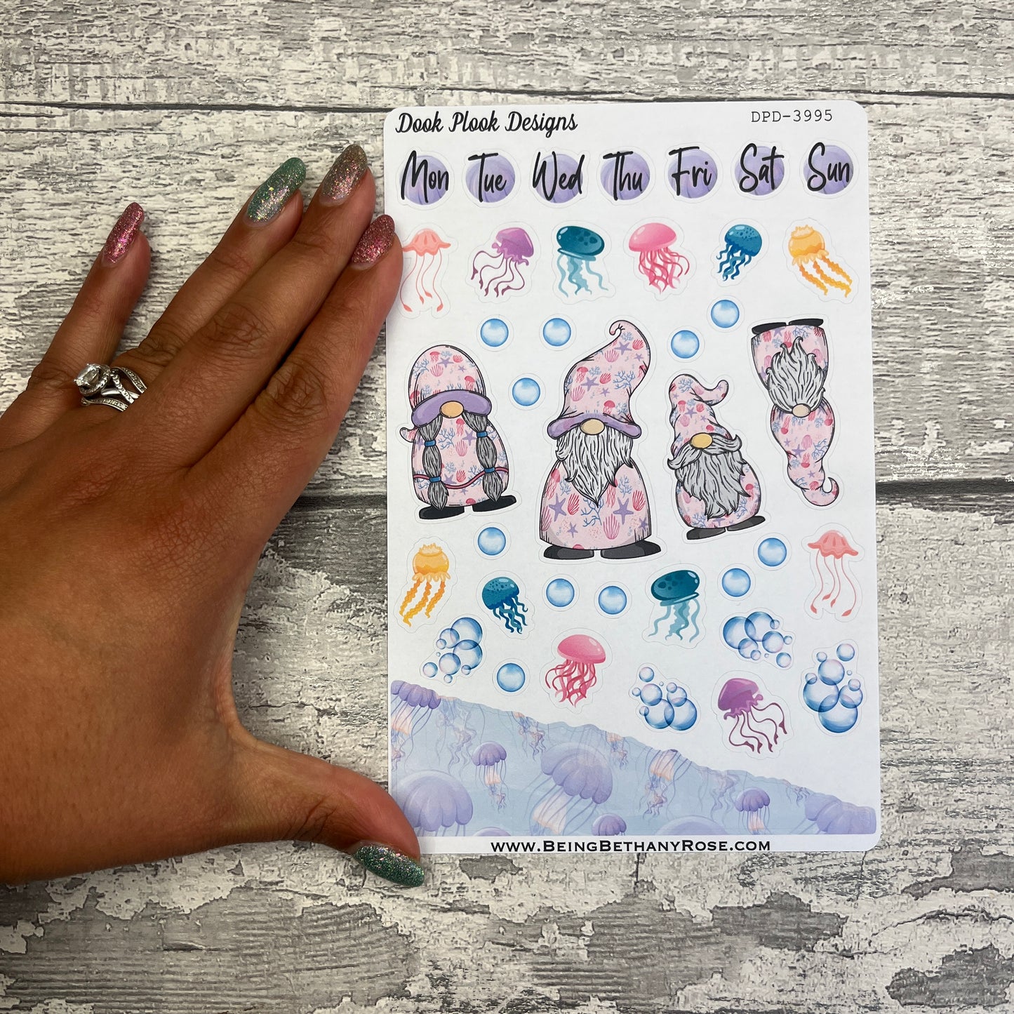 Kelly Jellyfish Gonk journalling planner stickers (DPD3295)