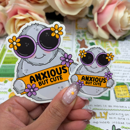 (129) Anxious but cute - character - vinyl sticker