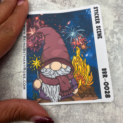 Bonfire Night fireworks scene sticker (BBRSCENE-0028)