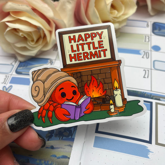(151) Happy Little Hermit  - vinyl sticker