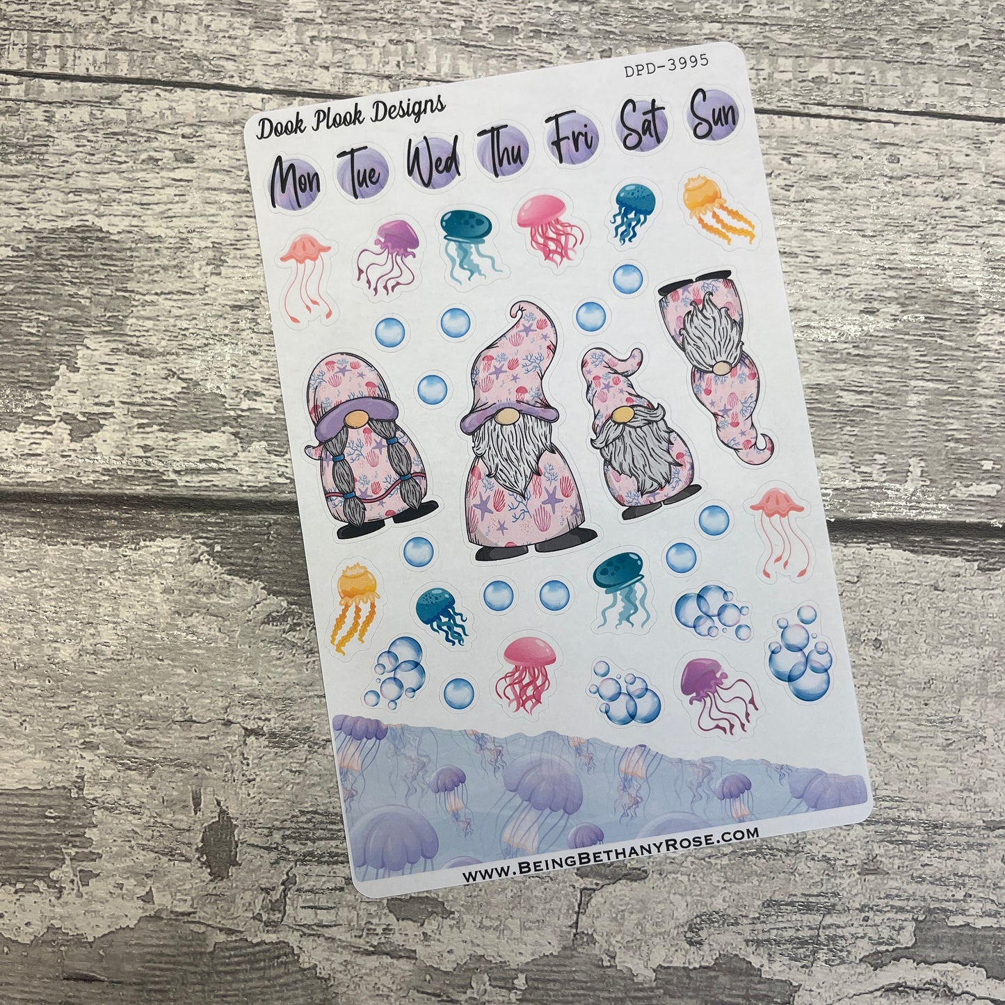 Kelly Jellyfish Gonk journalling planner stickers (DPD3295)