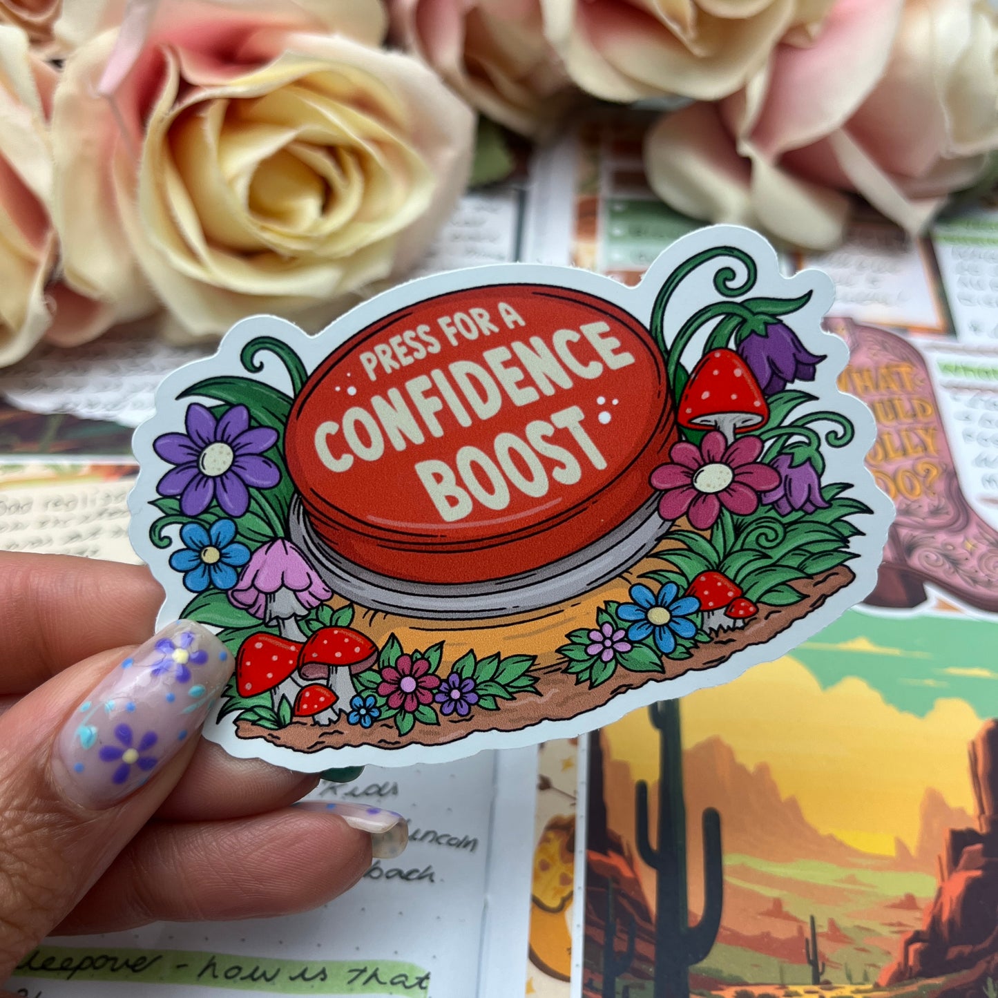 (165) Press For a Confidence Boost - vinyl sticker