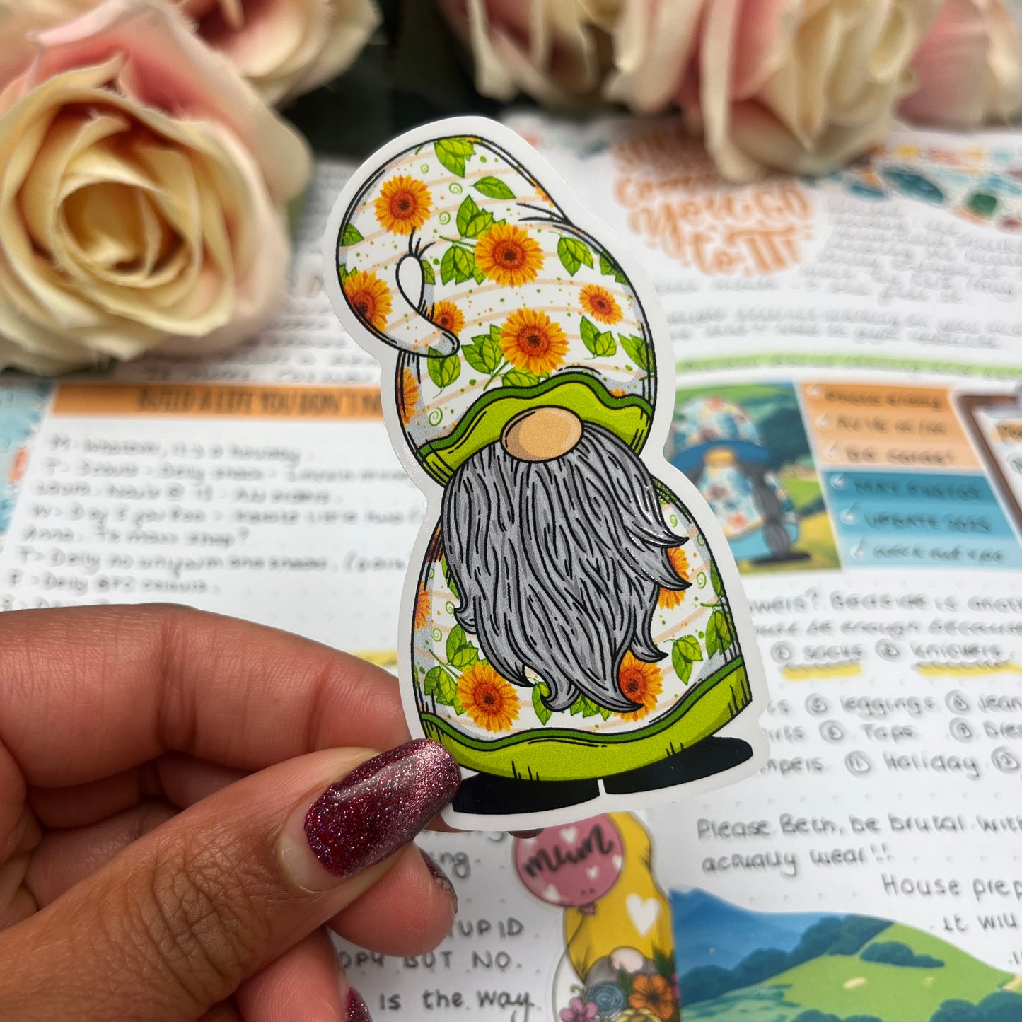 (0144) Sunflower Gonk - vinyl sticker