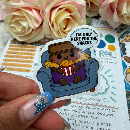 (170) I'm only here for the snacks  - vinyl sticker