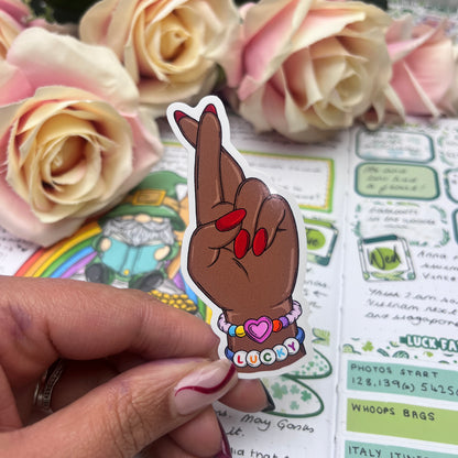 (162)  Lucky - Fingers Crossed  - vinyl sticker