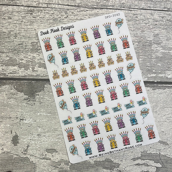 Birthday Gonk Small Character Stickers (DPD-3042)