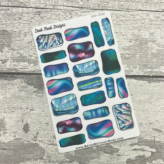 Aurora Storm - Northern Lights Hand drawn box stickers (DPD3092)