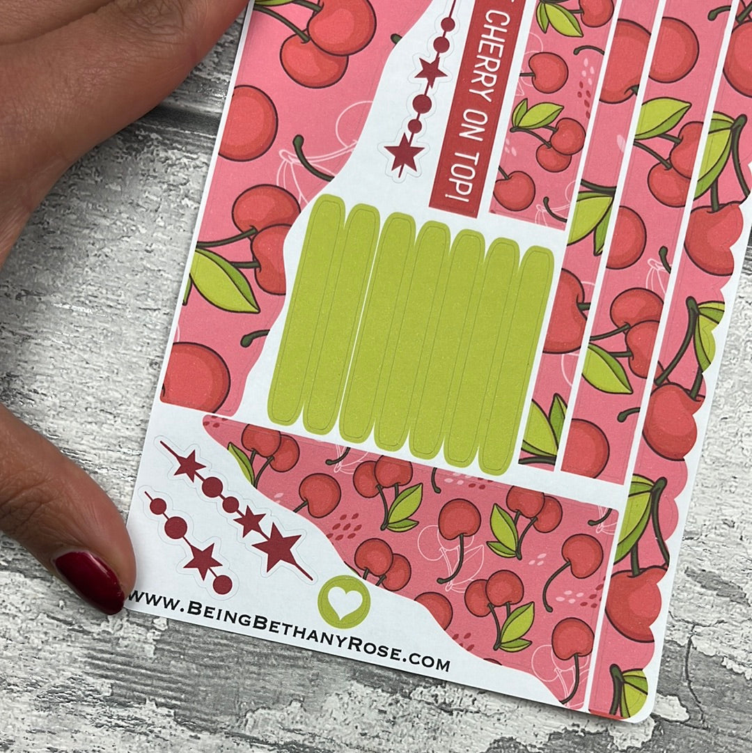 (0746) Passion Planner Daily Wave stickers - Cherry