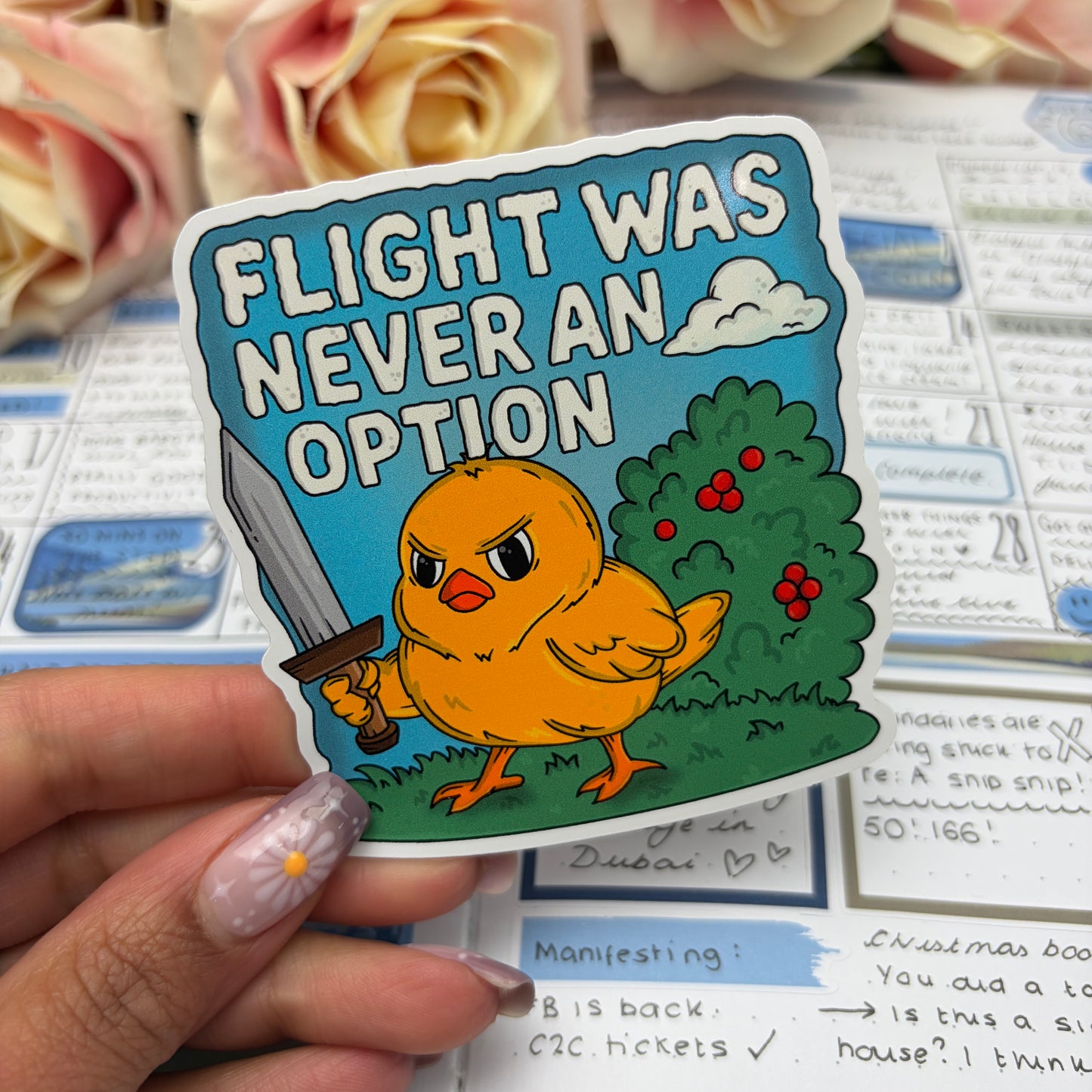 (167) Flight was never an option- vinyl sticker