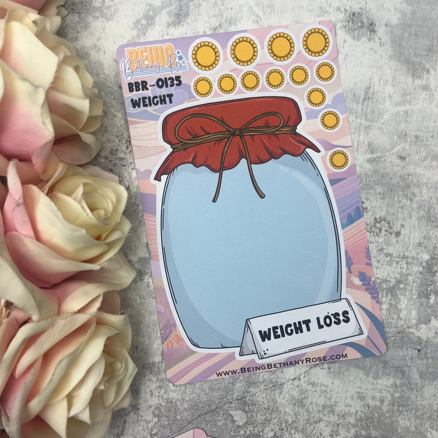 Weight loss / Money saving / Personalised tracking jar star stickers (BBR0135)