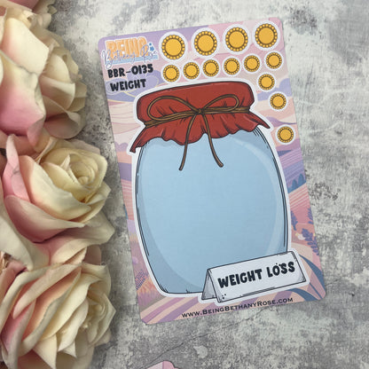 Weight loss / Money saving / Personalised tracking jar star stickers (BBR0135)