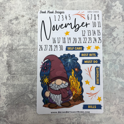 November - Bonfire Night fireworks- Month journal planner stickers (DPD3460)