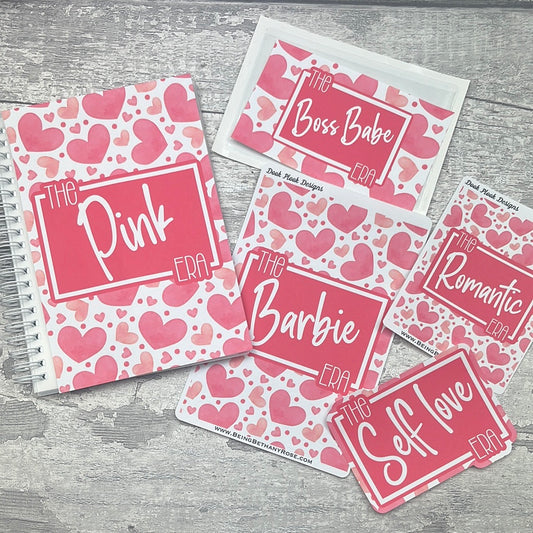 THE..... ERA.... Personalised Reusable Sticker Album, Pocket or Stickers (7. Pink Hearts)