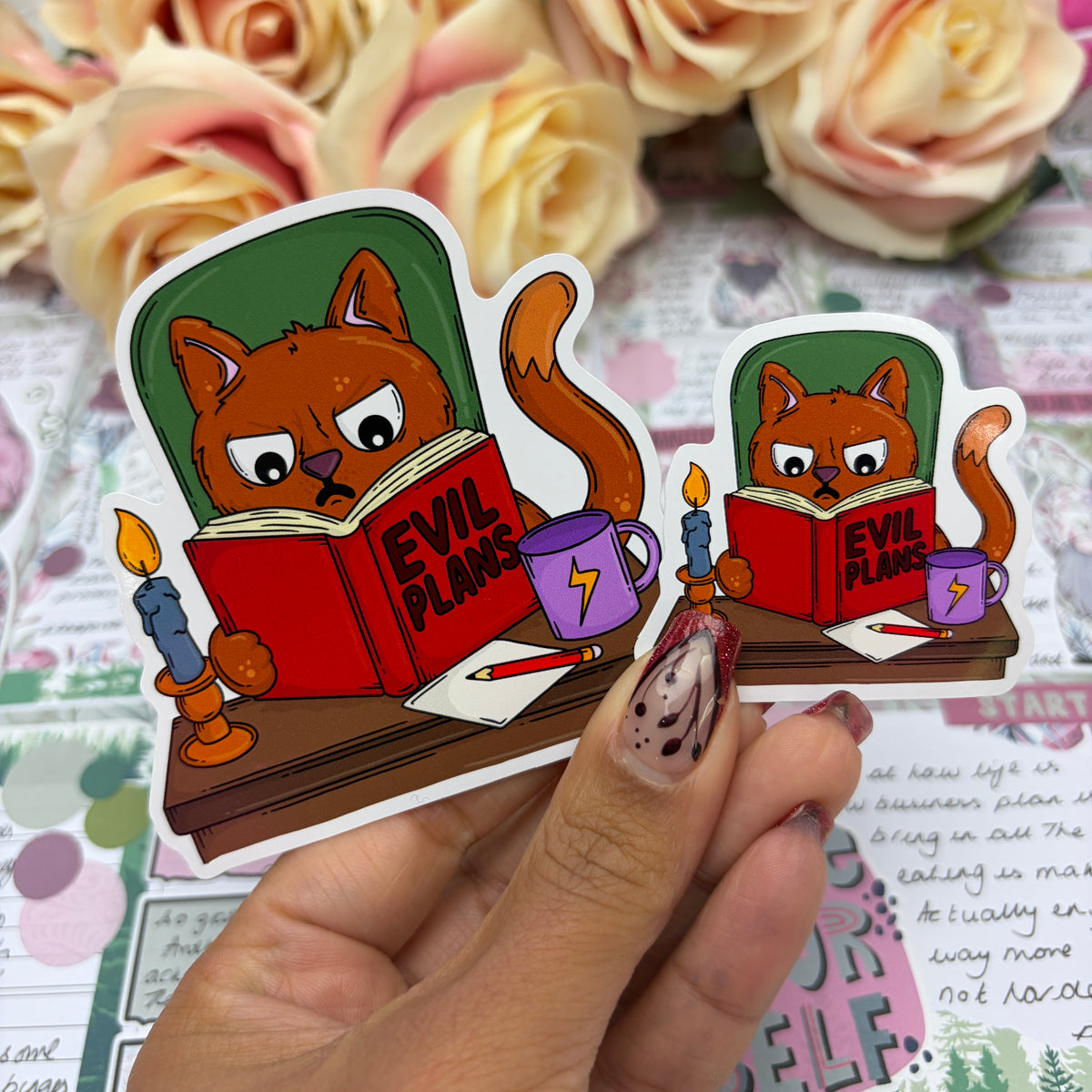 (173) Evil Plans Cat  - vinyl sticker