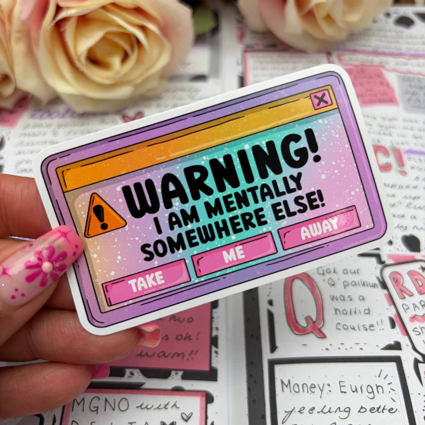 (170) Warning Mentally somewhere else  - vinyl sticker