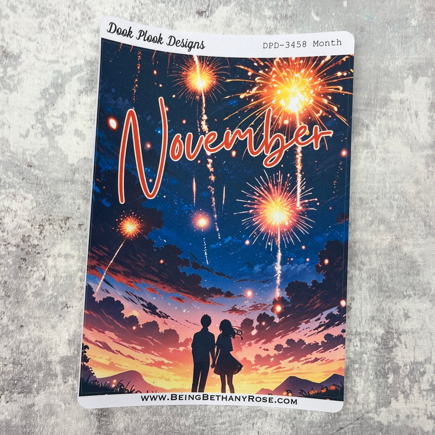 Large Cover Page ' November 2.0' Bonfire Night fireworks Sticker (DPD3458)