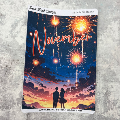 Large Cover Page ' November 2.0' Bonfire Night fireworks Sticker (DPD3458)