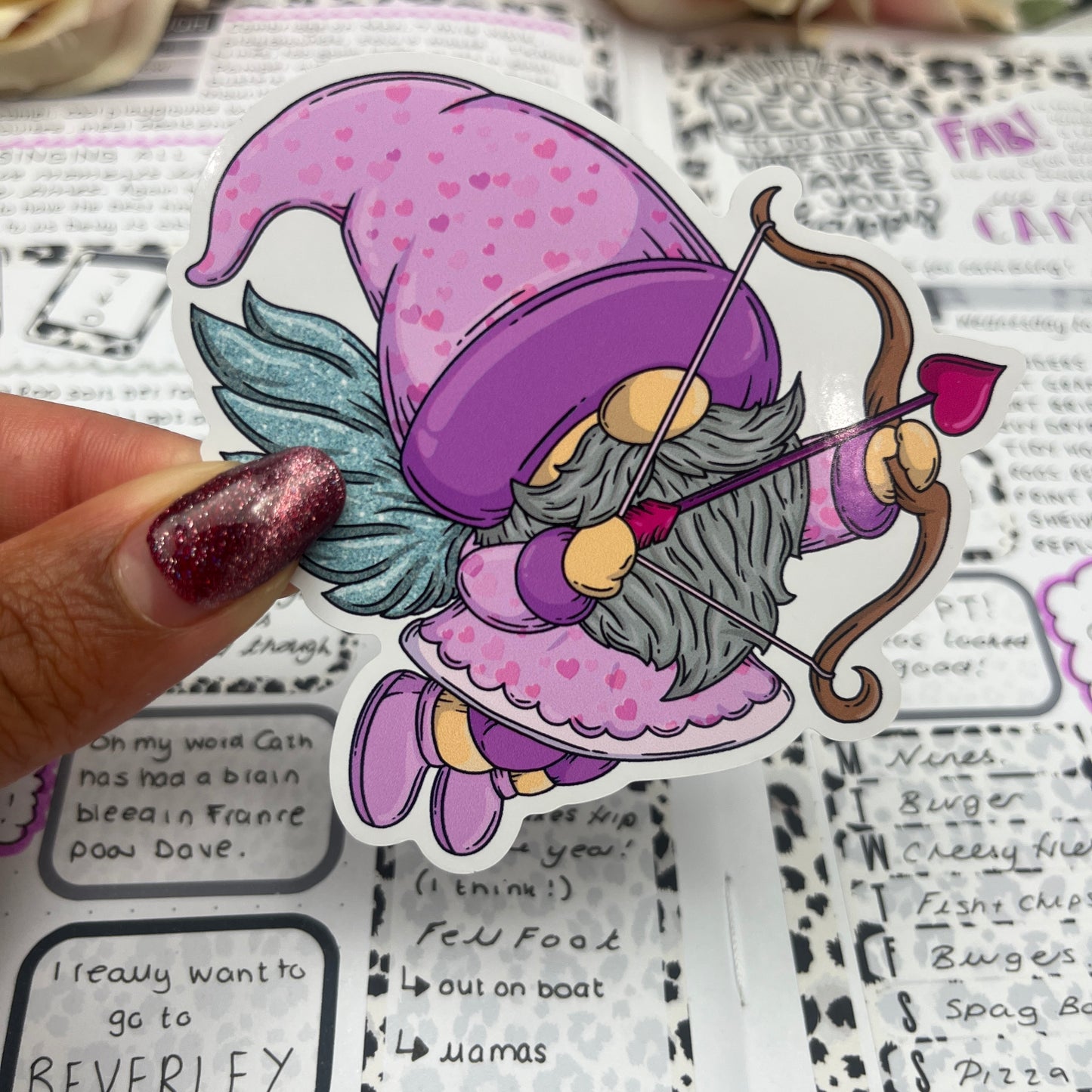 (0144) Cupid / Valentines Day Love Gonk - vinyl sticker