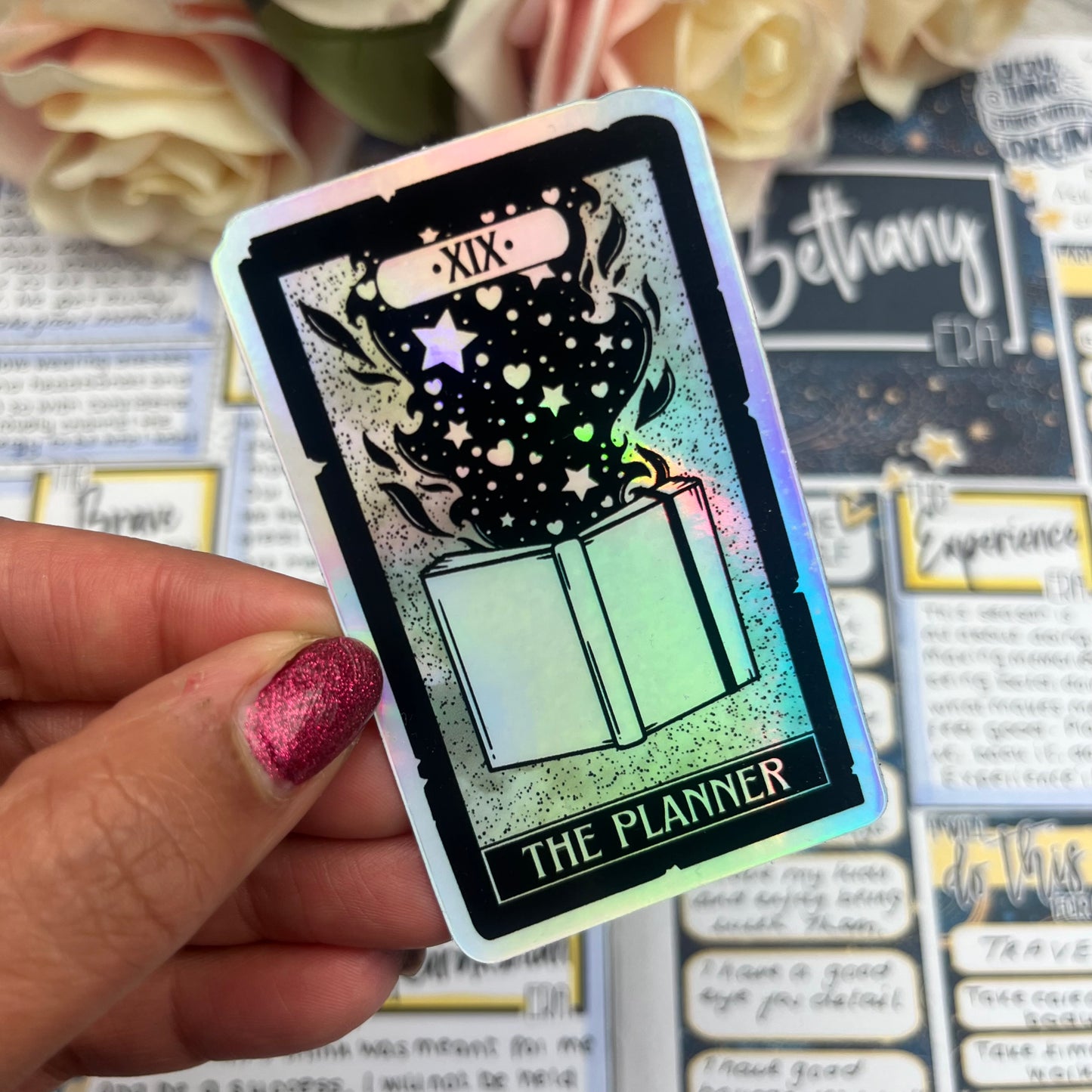 Holographic Vinyl Sticker - The Planner Tarot Card (056)