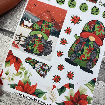 Poinsettia Gonk journalling planner stickers (DPD3390)