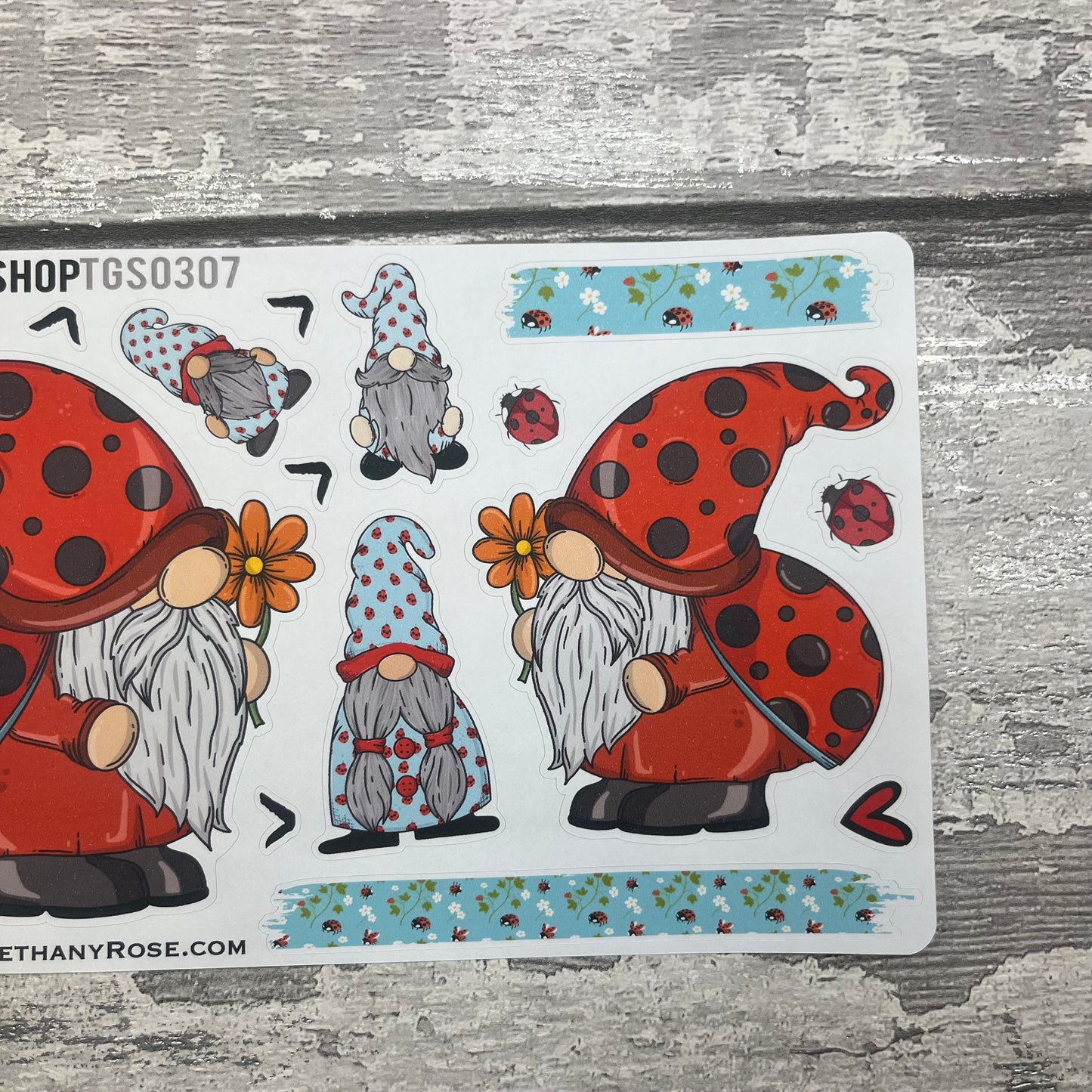 Ruby Ladybird Flower Gonk Stickers (TGS0307)