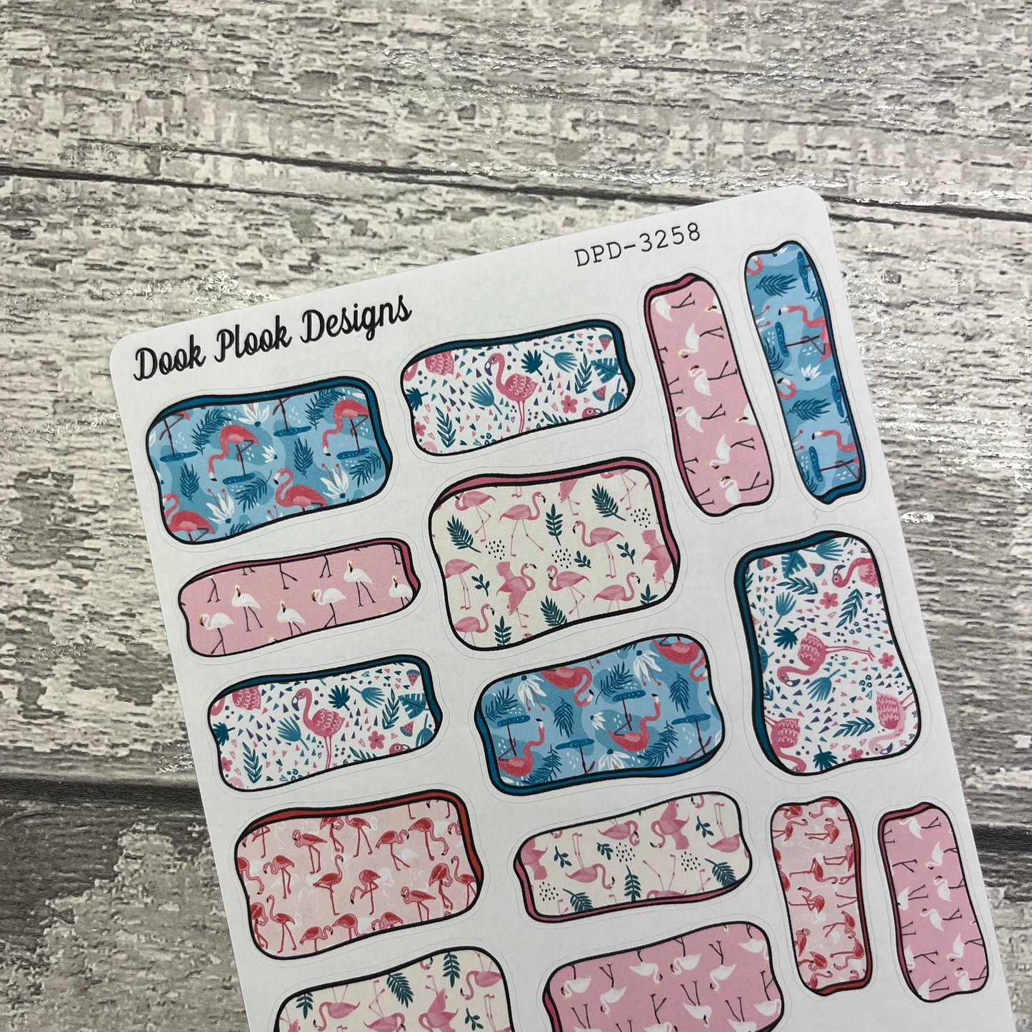 Frankie Flamingo Hand drawn box stickers (DPD3258)