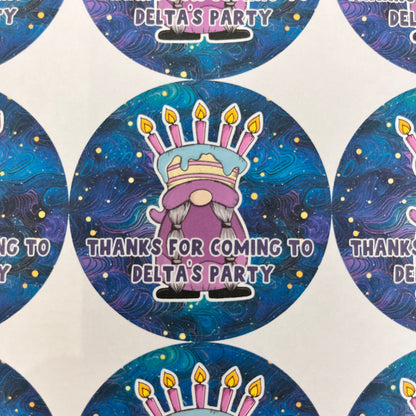 Thanks for coming to my party stickers - Purple