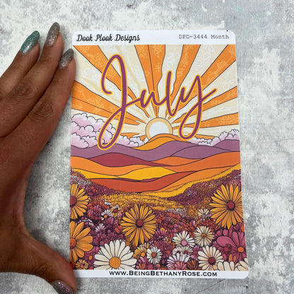 Large Cover Page ' July 2.0' Flower Power Sticker (DPD3444)