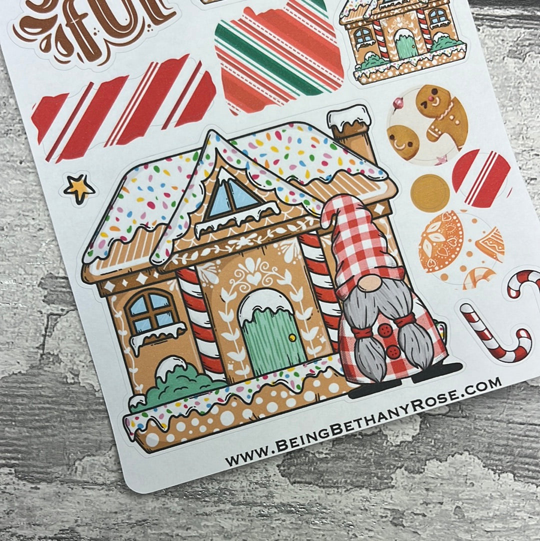 White, Red and Gingerbread - journalling planner stickers (DPD3050)