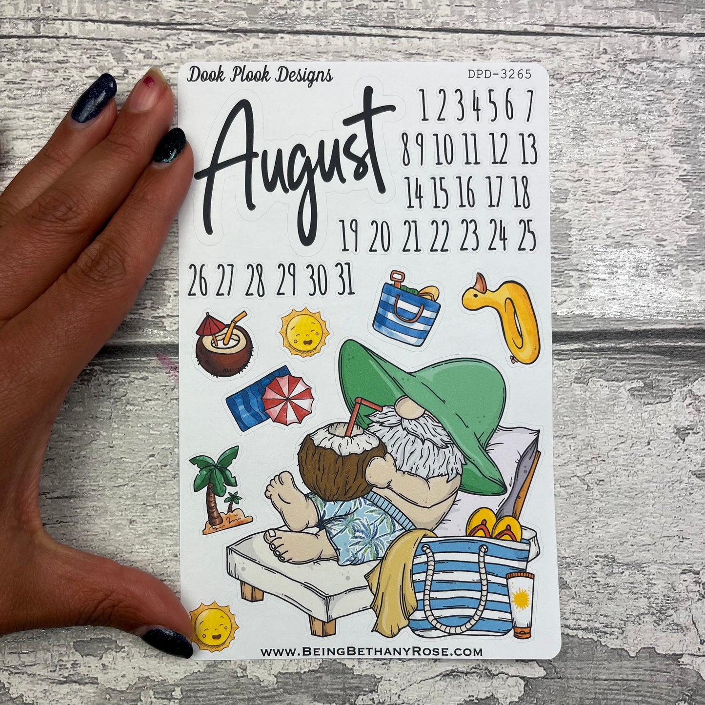 August Month- Sun bathing summer holiday - journalling planner stickers (DPD3265)