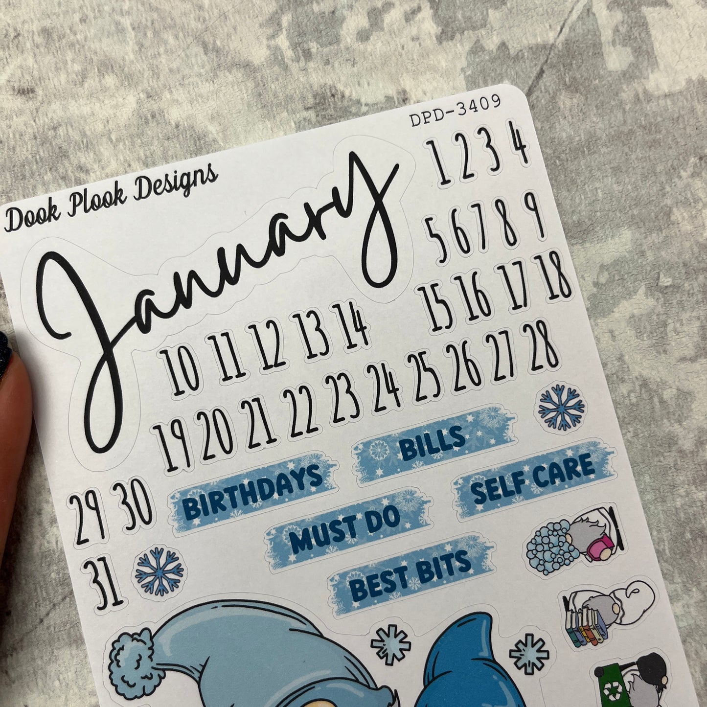 January - Sadie - Snowman - Month journal planner stickers (DPD3409)