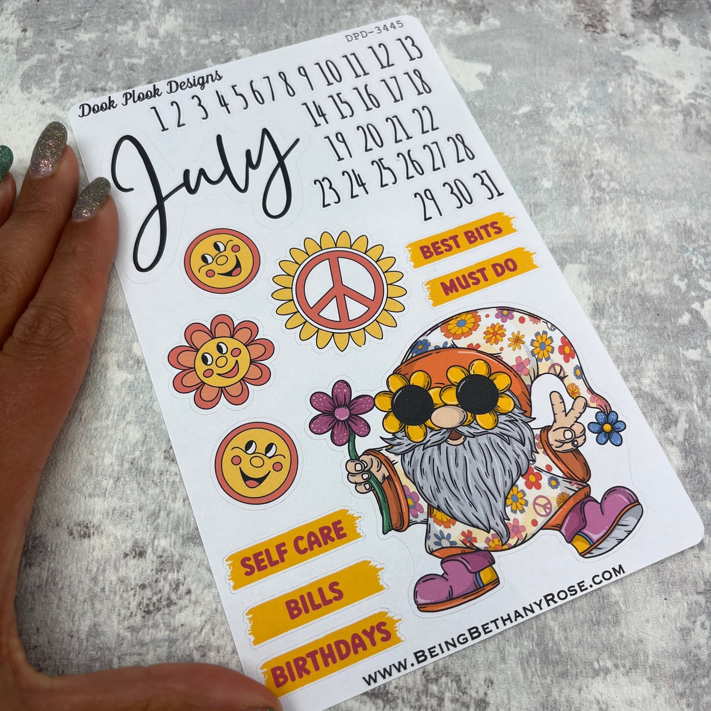 July - Bodhi Flower Power - Month journal planner stickers (DPD3445)