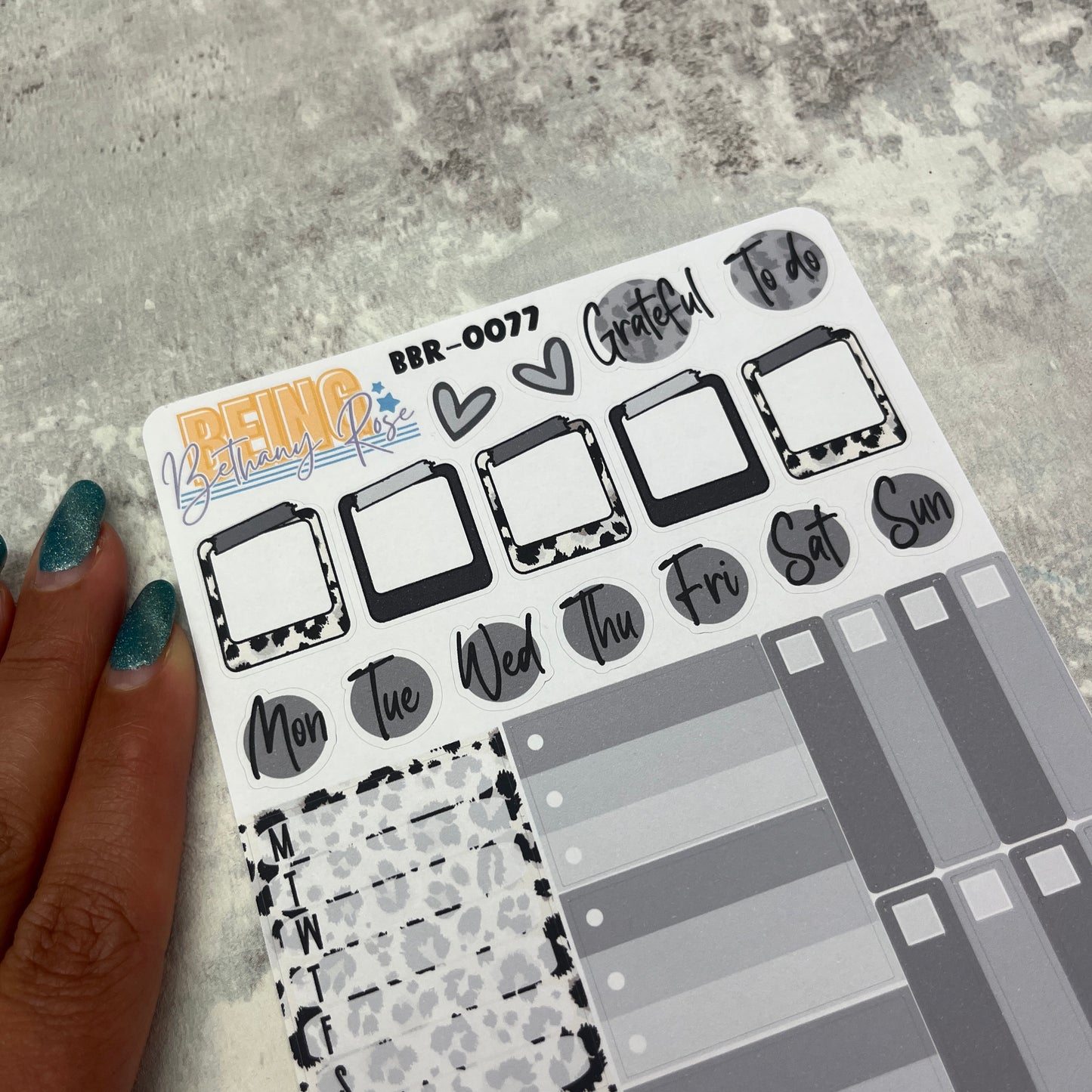 Wendy Mono Leopard Print functional planner stickers (BBR-0077)