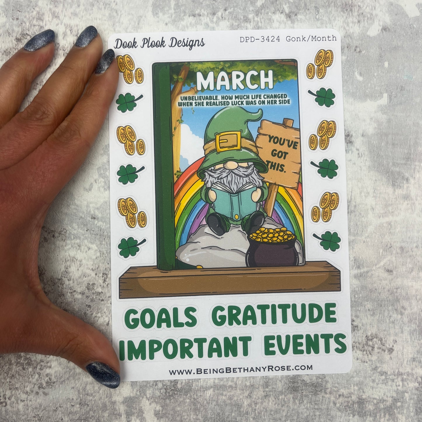 Large Bookshelf - Month Cover page ' March' St Patricks Day - Lucky Niamh Sticker (DPD3424))