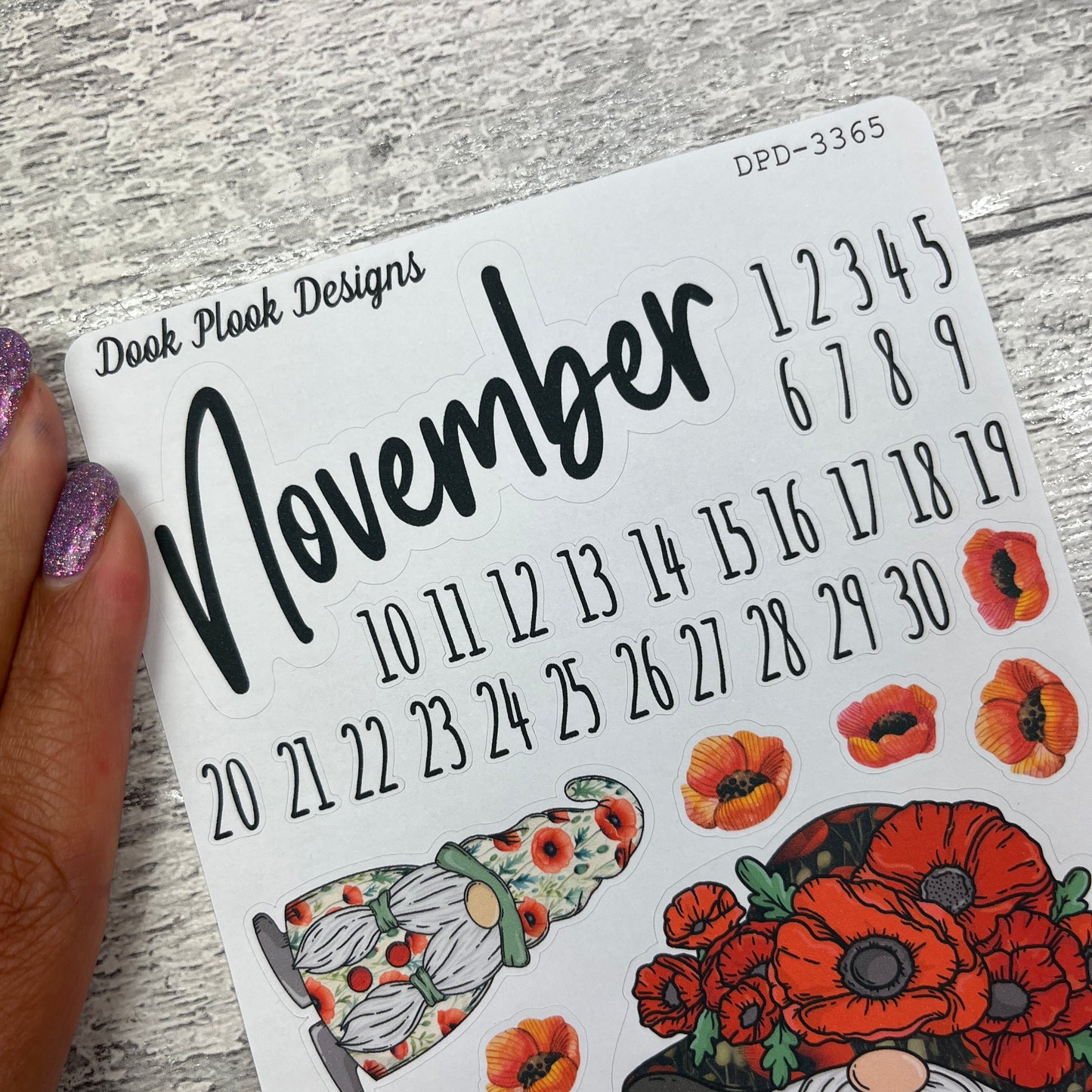 November Month- Poppy - journalling planner stickers (DPD3365)