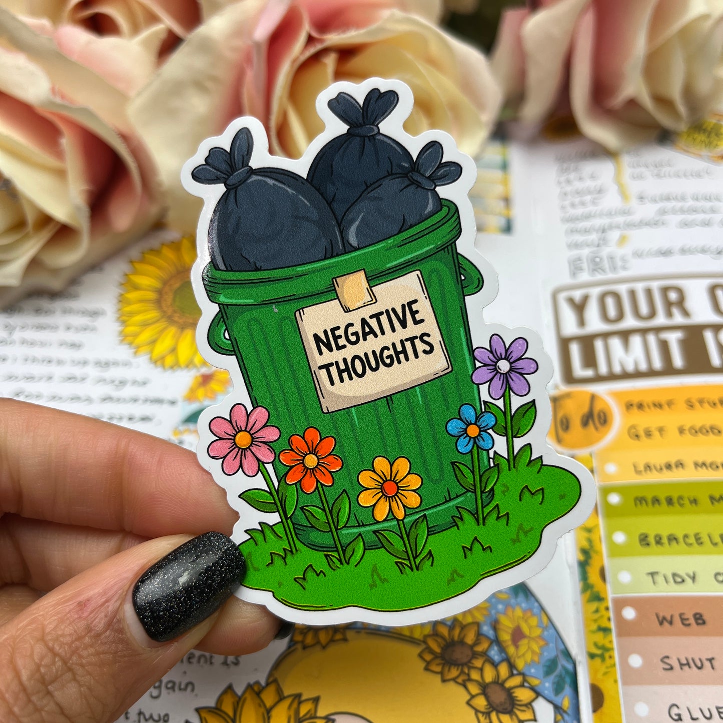 (152) Negative Thoughts Bin - vinyl sticker
