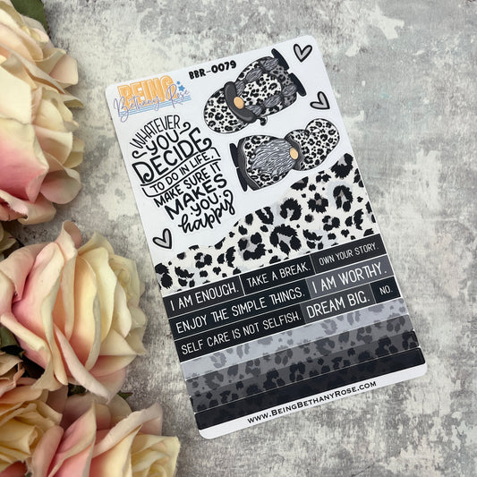 Wendy Mono Leopard Print Gonk journalling planner stickers (BBR-0079)