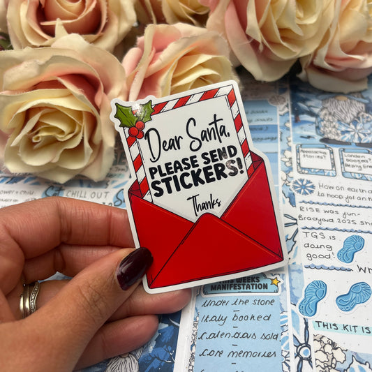 (0150) Dear Santa please send STICKERS - christmas vinyl sticker