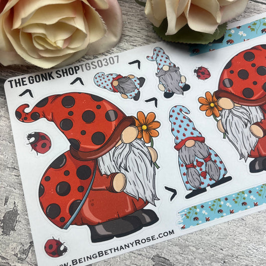 Ruby Ladybird Flower Gonk Stickers (TGS0307)