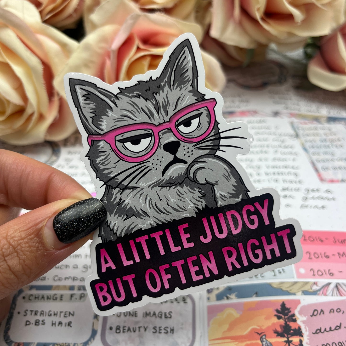 (156) judgement cat   - vinyl sticker