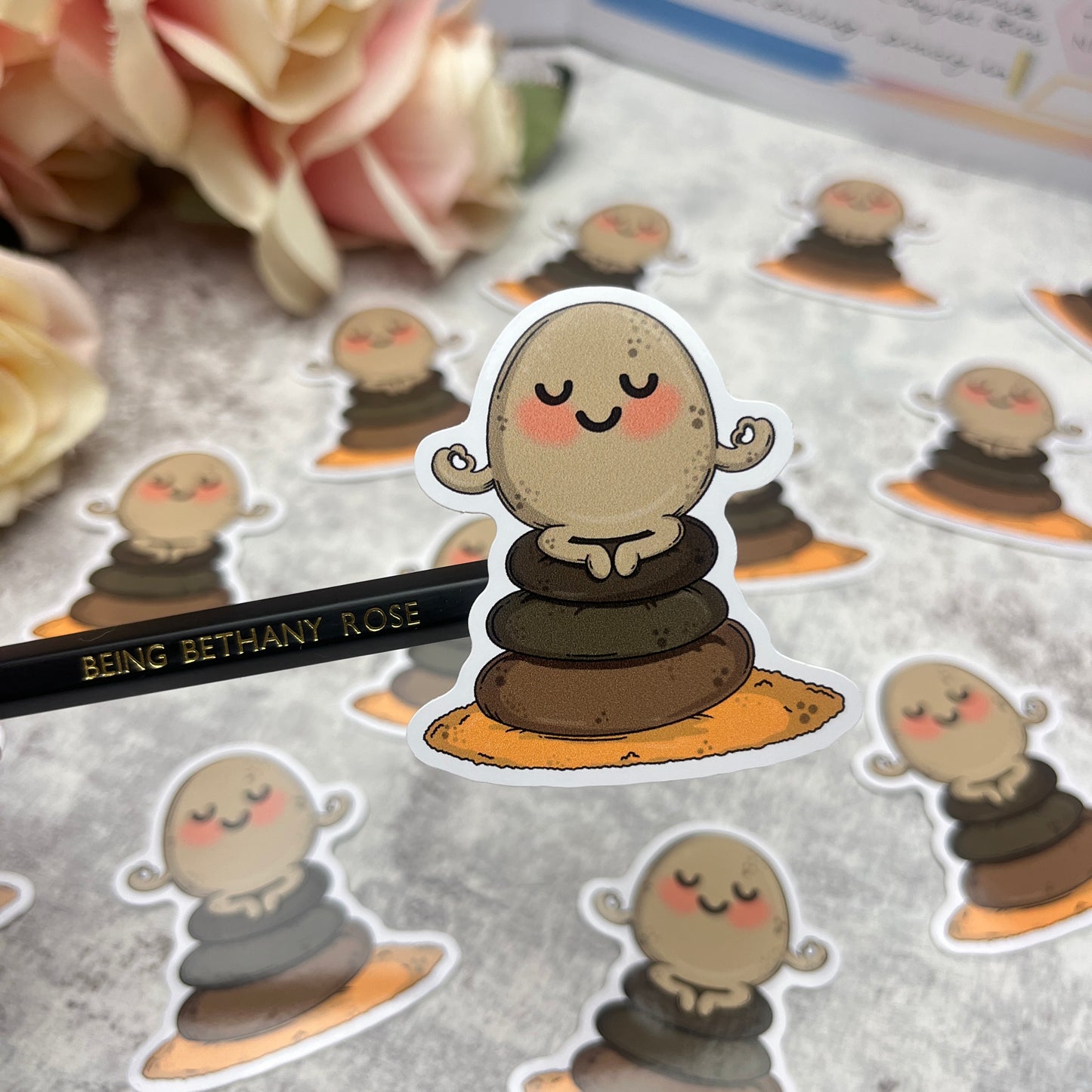 Meditating Rock - vinyl sticker (LLU001)