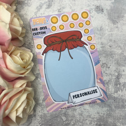 Weight loss / Money saving / Personalised tracking jar star stickers (BBR0135)