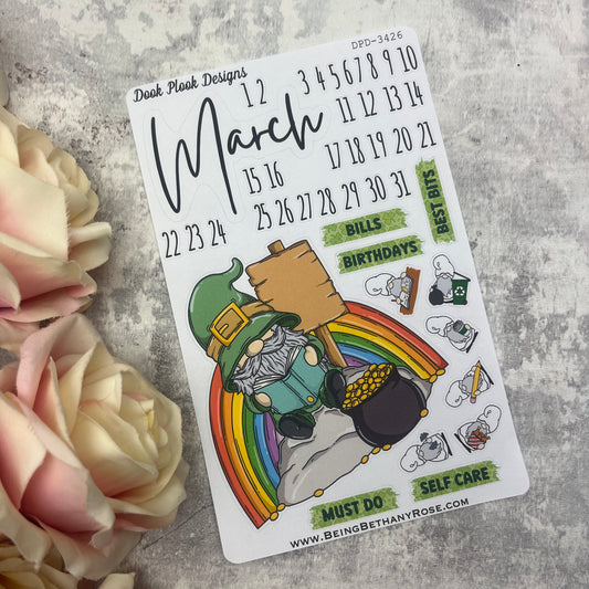 March - St Patricks Lucky Niamh - Month journal planner stickers (DPD3426)