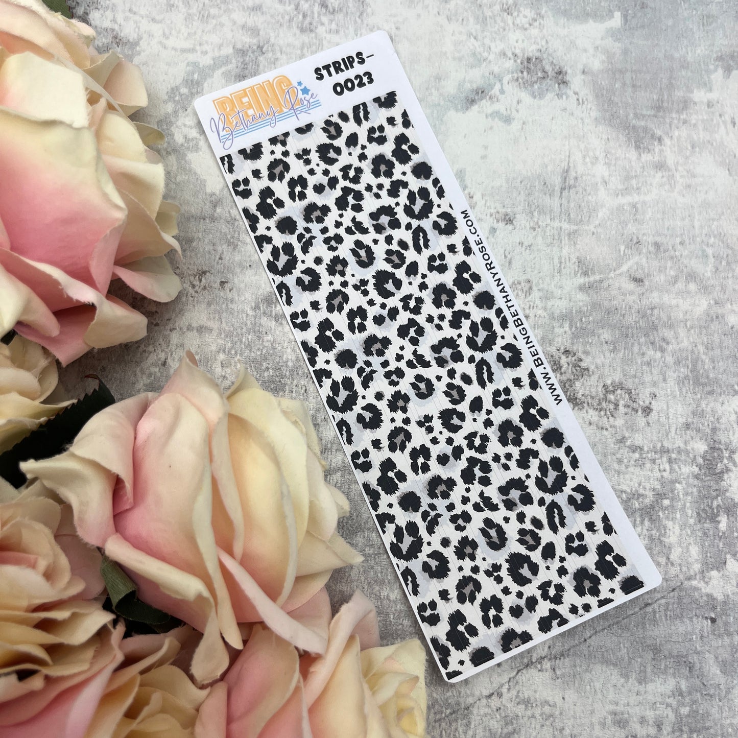 Wendy Mono Leopard Print - thin washi style strip stickers (BBRSTRIPS-0023)