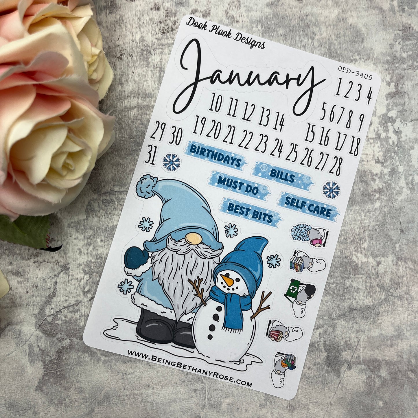 January - Sadie - Snowman - Month journal planner stickers (DPD3409)